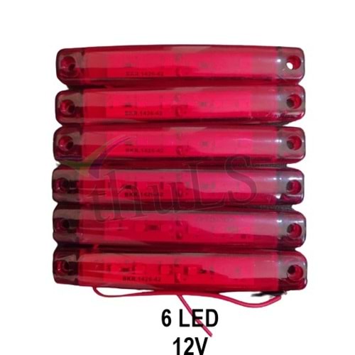 PARMAK LED KIRMIZI 12V 6 LED (5Lİ PAKET)