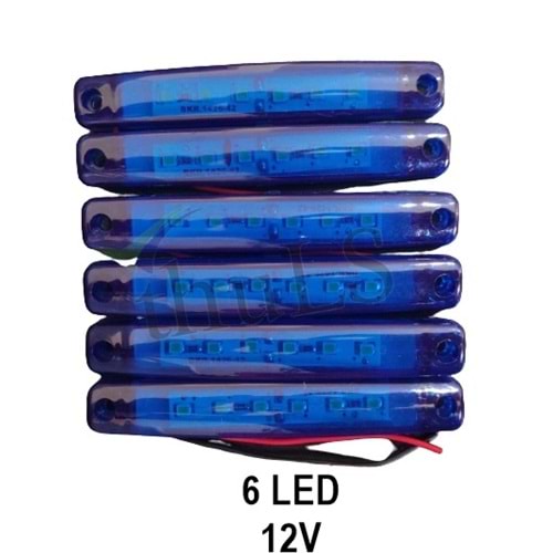 PARMAK LED MAVİ 12V 6 LED (5Lİ PAKET)