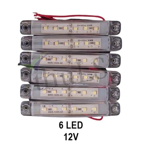 PARMAK LED BEYAZ 12V 6 LED (5Lİ PAKET)