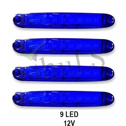 PARMAK LED 12V 9 LED MAVİ 5Lİ PAKET