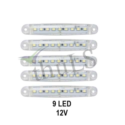 PARMAK LED 12V 9 LED BEYAZ 5Lİ PAKET