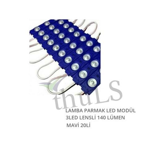 PARMAK LED MODUL 3 LED MAVİ LENSLİ 140 LÜMEN