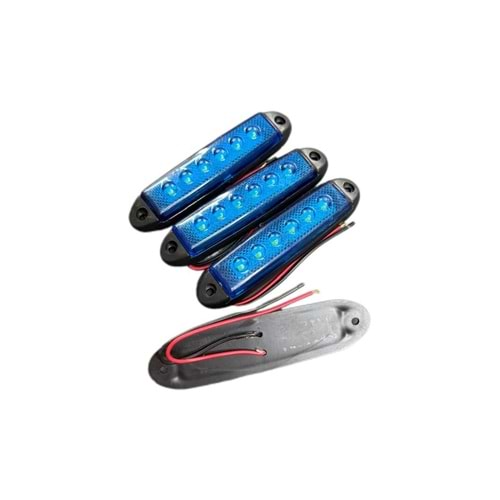 PARMAK LED KAFESLİ 12V 6 LED 4LÜ PAKET MAVİ