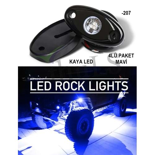 OFFROAD ARAÇ ALTI KAYA -207 9 LED 4LÜ 12V MAVİ