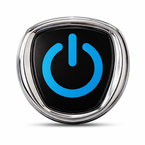 POWER LOGO SİYAH ZEMİN MAVİ YAZI 3D KROM ÇERÇEVELİ