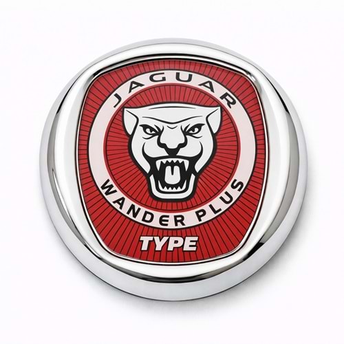 JAGUAR KIRMIZI 3D KROM ÇERÇEVELİ UNIVERSAL LOGO