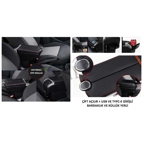UNIVERSAL KOLÇAK ÇİFT AÇILIR USB Lİ TYPC-E GİRİŞLİ