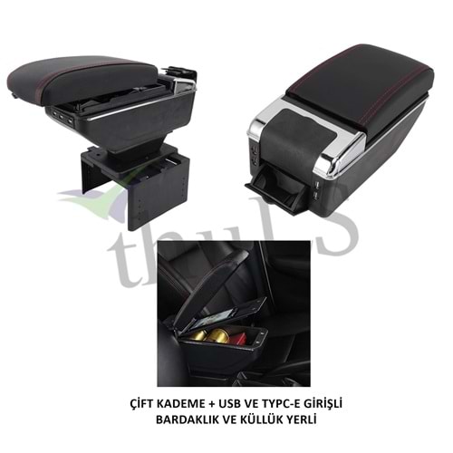 UNIVERSAL KOLÇAK ÇİFT KADEME USB Lİ TYPC-E GİRİŞLİ