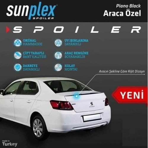 SPOILER SUNPLEKS PEUGEOT 301 2012-2021 PIANO BLACK