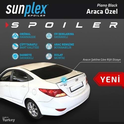 SPOILER SUNPLEKS HYUNDAI ACCENT BLUE 2011-2018 PIANO BLACK