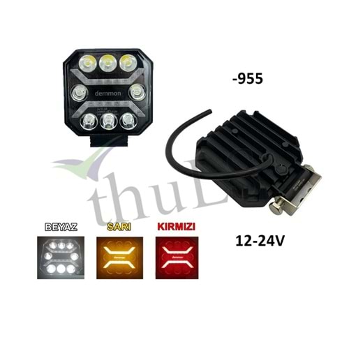 OFFROAD ÇALISMA LAMBASI -955 DEMMON BEYAZ-SARI-KIRMIZI 12-32V