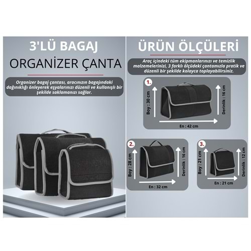 THULS BAGAJ ÇANTASI 3Ü SET SİYAH-GRİ BİYE