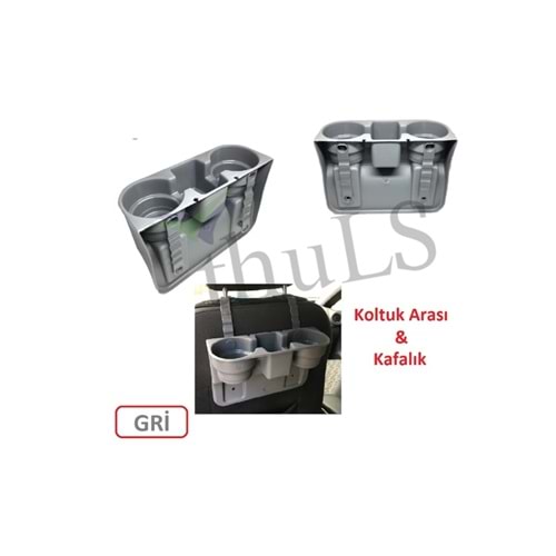 KOLTUK ARKASI/ARASI BARDAKLIK ORGANİZER GRİ