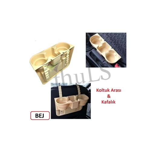 KOLTUK ARKASI/ARASI BARDAKLIK ORGANİZER BEJ