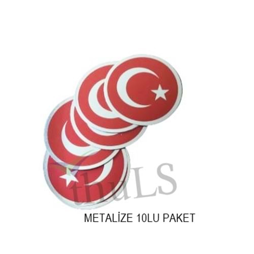 STICKER TÜRK BAYRAĞI YUVARLAK METALİZE