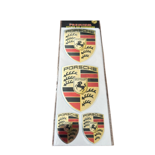 3D CAR STICKER PORSCHE GOLD PARLAK