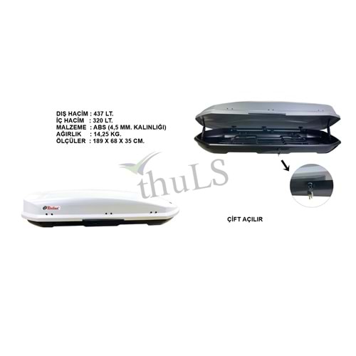 PORTBAGAJ 437 LT. ÇİFT AÇILIR UZUN BEYAZ