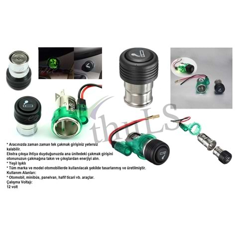 ÇAKMAKLIK YEŞİL IŞIKLI 12V
