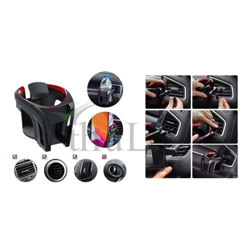 TELEFONLUK+BARDAKLIK TUTUCU -57-2 KIRMIZI-SİYAH