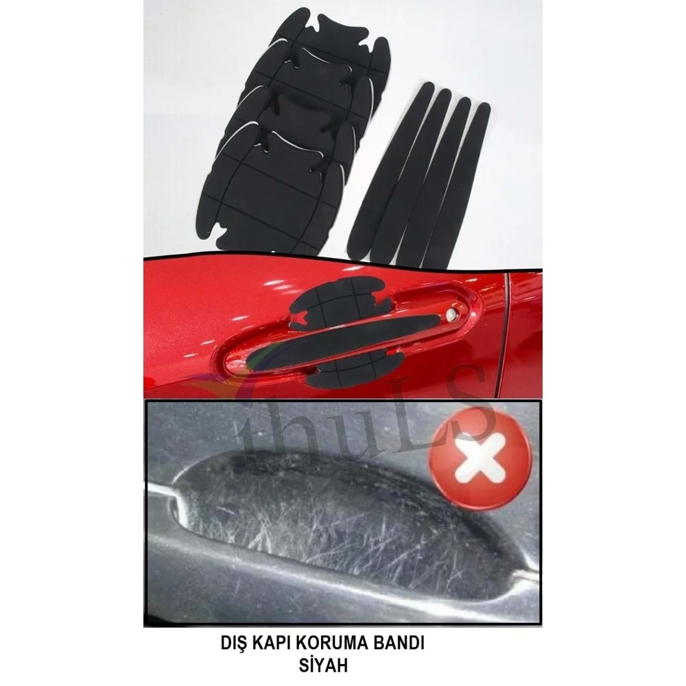 DIŞ KAPI KOLU KORUMA BANDI SİYAH 4 PRC