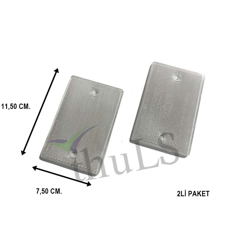 REFLEKTÖR VİDALI BÜYÜK D.DÖRTGEN BEYAZ 2Lİ