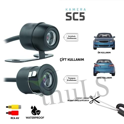 KAMERA SC5 KELEBEK-TAMPON MODEL ÖN ARKA GÖRÜŞ. ÇEVRİLEBİLİR