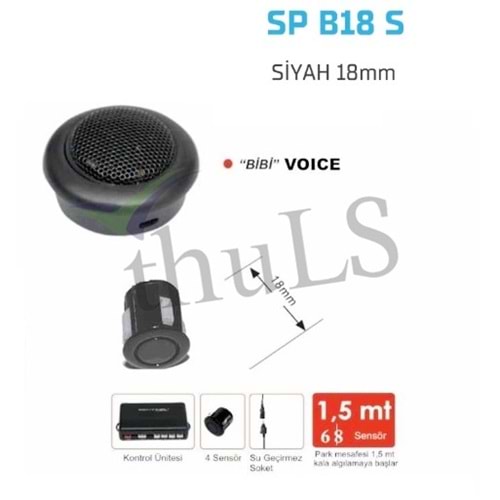 PARK SENSÖRÜ SESLİ SİYAH 18 MM. SPB18S