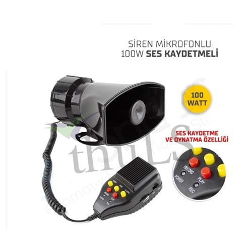 SİREN MİKROFONLU (SS11) 100W SES KAYDETMELİ