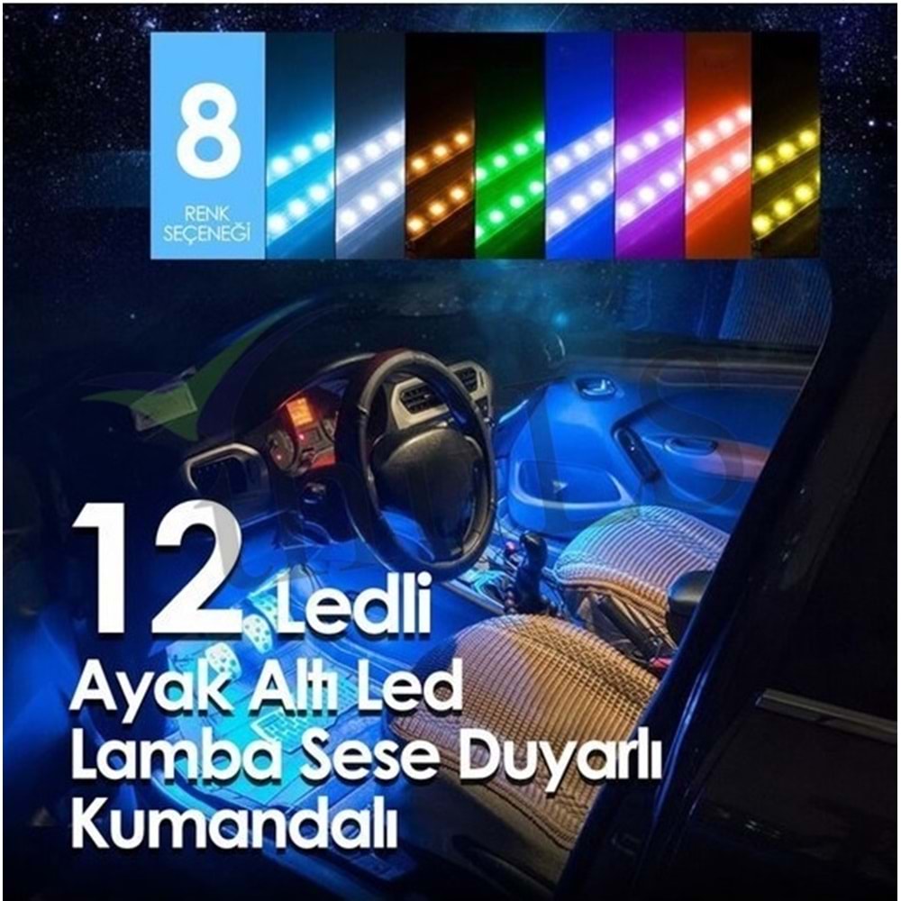 AYAK ALTI LED SESE DUYARLI ELASTİK 4LÜ 12 LED