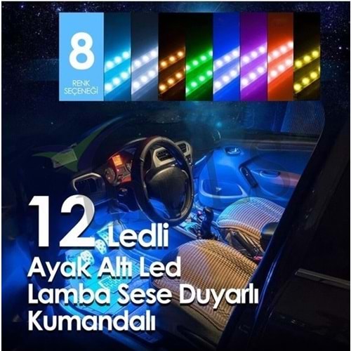 AYAK ALTI LED SESE DUYARLI ELASTİK 4LÜ 12 LED