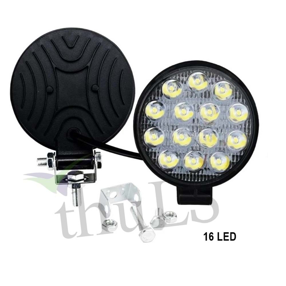ÇALIŞMA LAMBASI -605 YUVARLAK 16 LED 12/24V BEYAZ