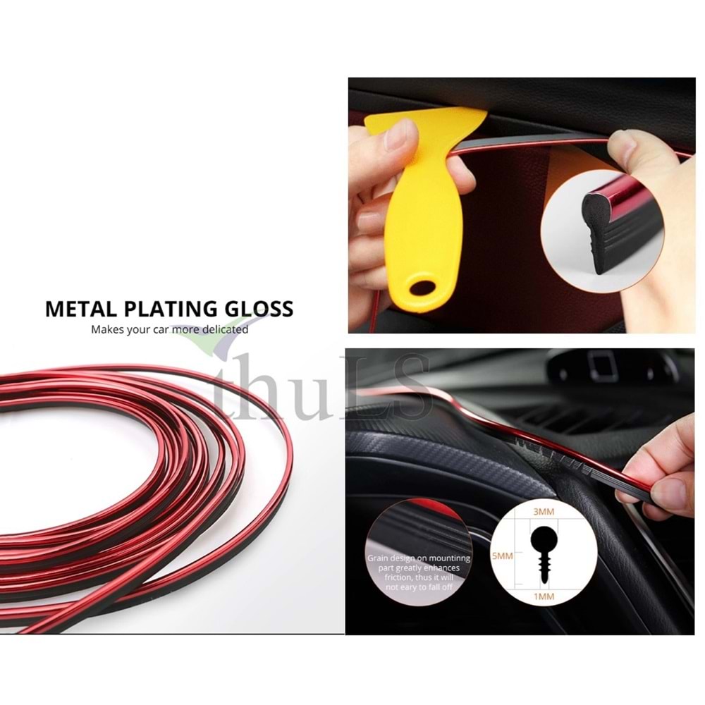 IP NEON IŞIKSIZ METALİK KIRMIZI TORPİDO GEÇMELİ ŞERİT