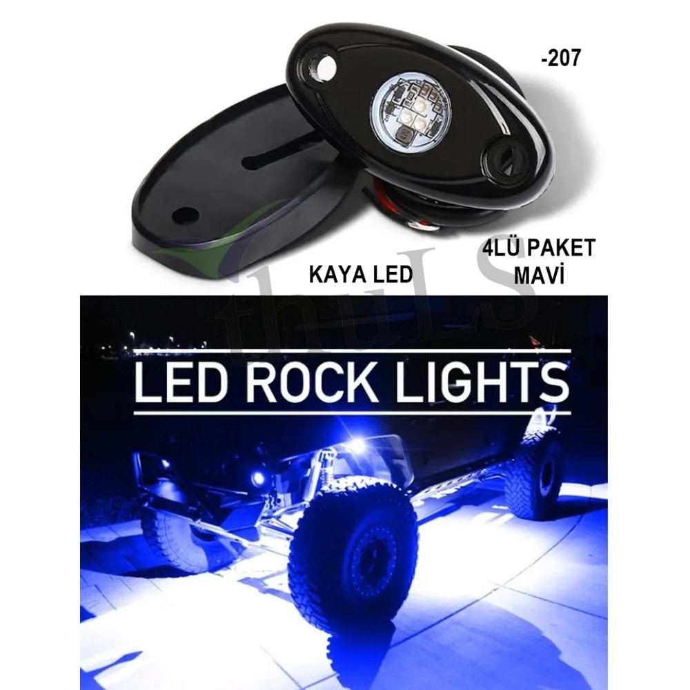 OFFROAD ARAÇ ALTI KAYA -207 9 LED 4LÜ 12V MAVİ