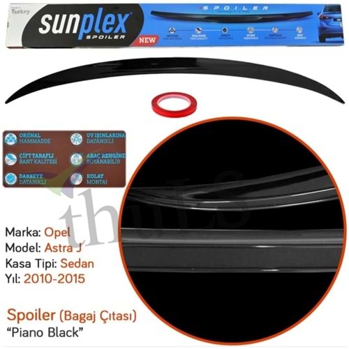 SPOILER SUNPLEKS OPEL ASTRA J 2010-2015 PIANO BLACK