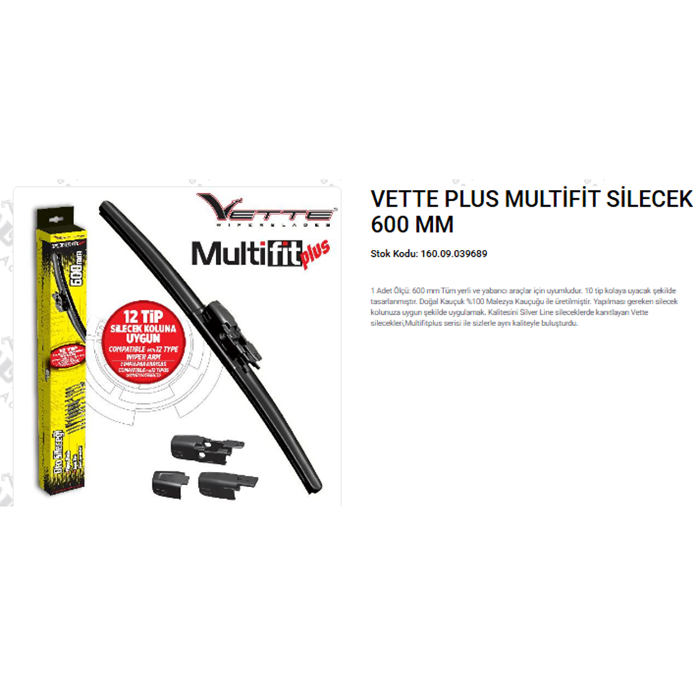 VETTE PLUS MULTIFIT SİLECEK 600 MM.