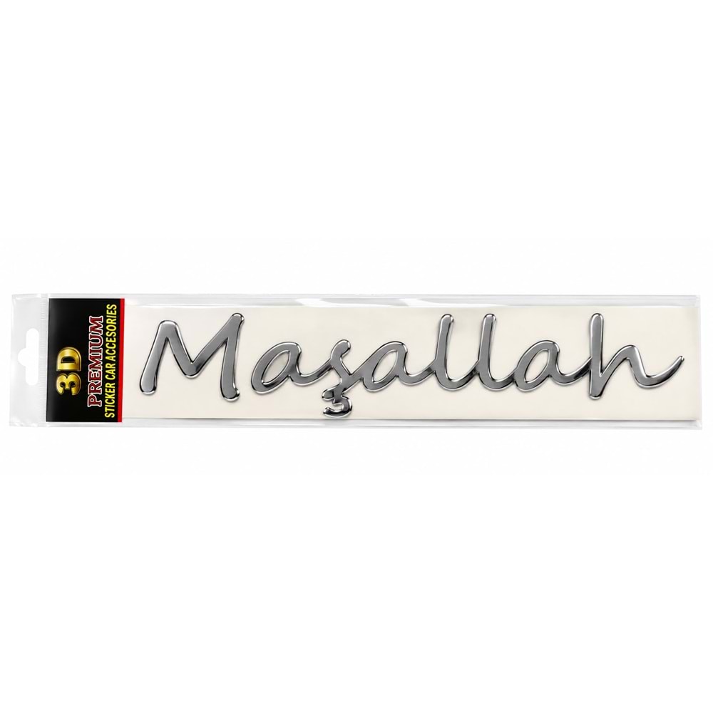 3D CAR STICKER MAŞALLAH GÜMÜŞ KABARTMALI