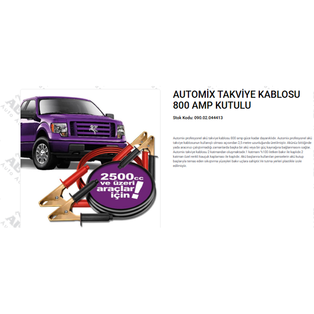 AUTOMIX AKÜ TAKVİYE KABLOSU 800 AMPER