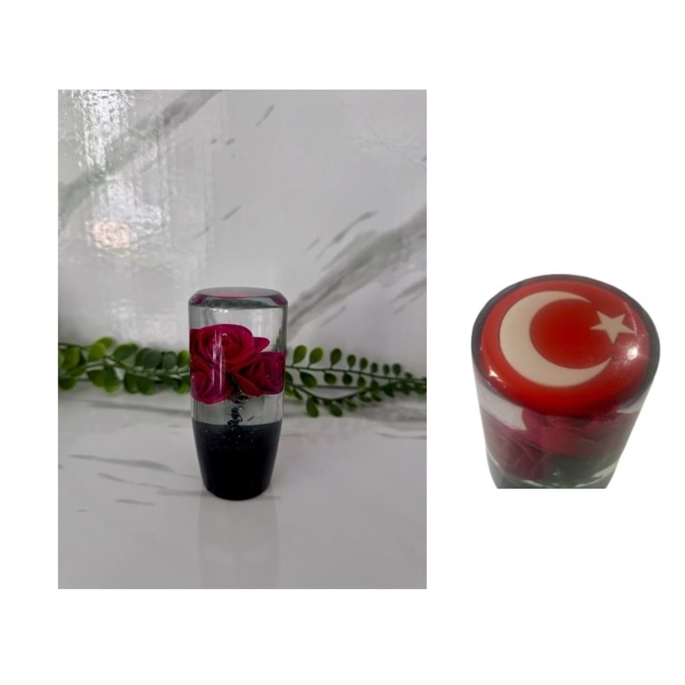 VİTES TOPUZU KIRMIZI GÜLLÜ+BAYRAKLI